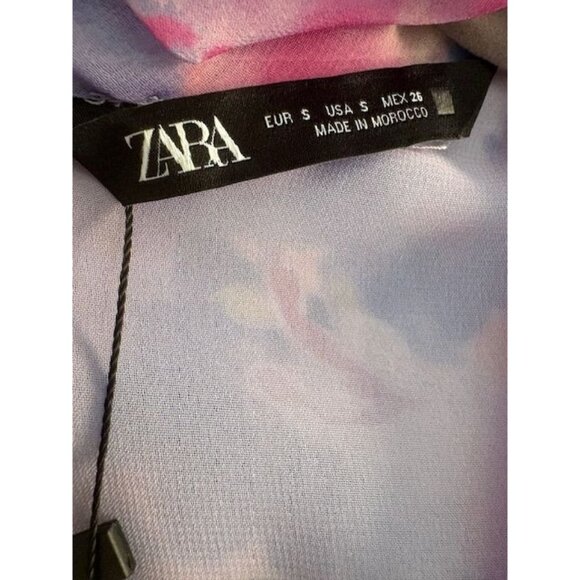 NWT Zara Blogger Favorite Floral Cropped Ruched Blouse Size Small - Picture 5 of 6